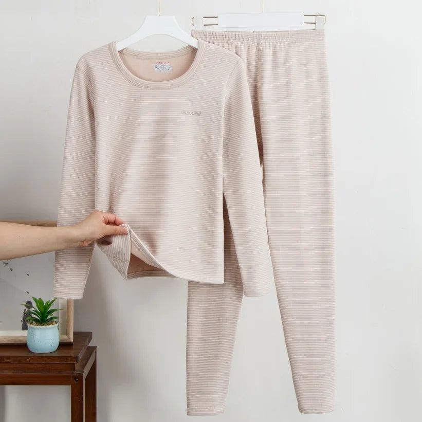 Autumn and Winter New Women's Cashmere Silk Thermal Underwear Set of Qiu Yi Qiu Pants Teenage Thermal Clothing Bottoming Underwe