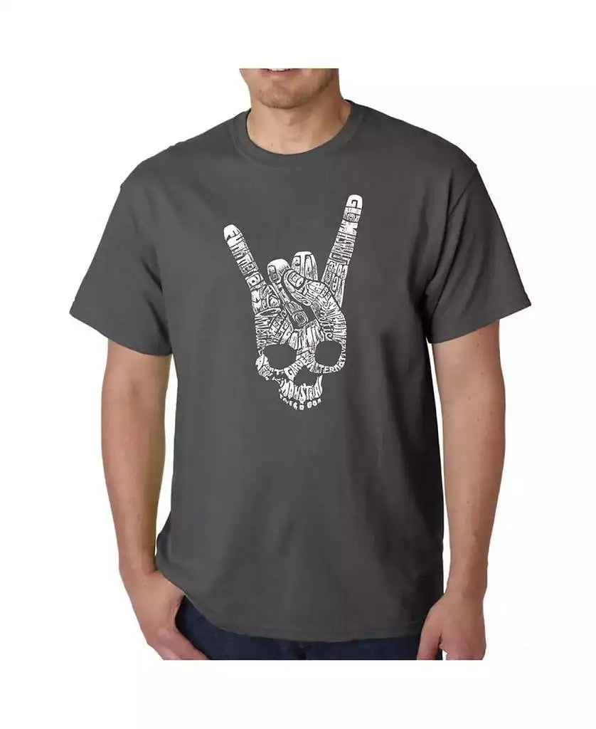 LA Pop Art Men's Heavy Metal Genre Word Art Short Sleeve T-Shirt Sportswear Casual Running Tee