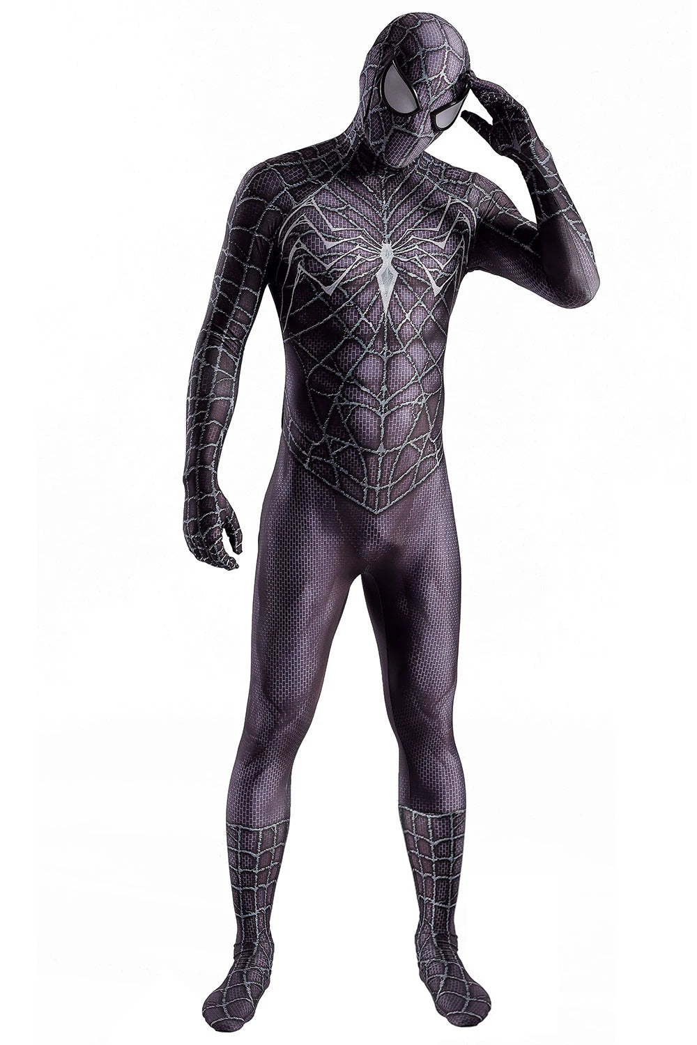 Black Venom Spider Web Hero Costume Unisex Halloween Themed Party Cosplay Full Body Suit with Removable Mask