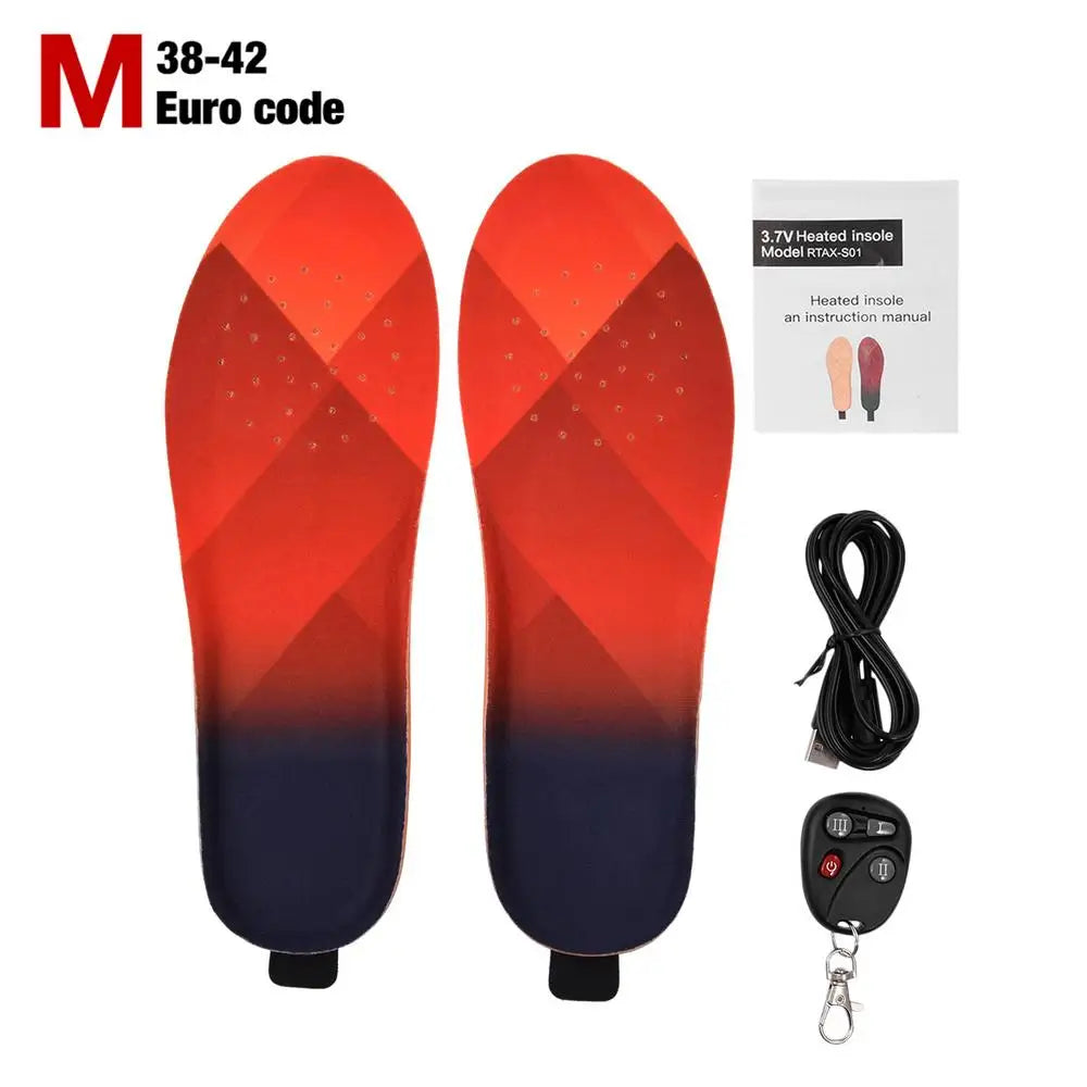 Men Women Heated Insoles With Rechargeable 3300mAh Battery Wireless Remote Controlled Temperature Heating Foot Warmer S/M/L