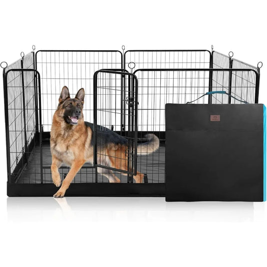 Dog Playpen Plus Storage Bag, 32 H 8 Panels Puppy Pen with Square Bottom, Heavy Duty Dog Fence for Puppies/Small Dogs
