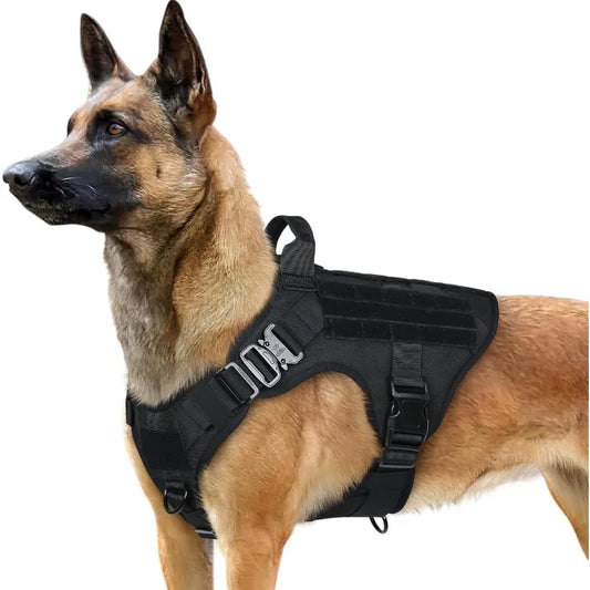 Tactical Dog Harness for Large Heavy Duty Pet Harness with Handle NoPull Service Vest for Large Breed Dogs Adjustable Military