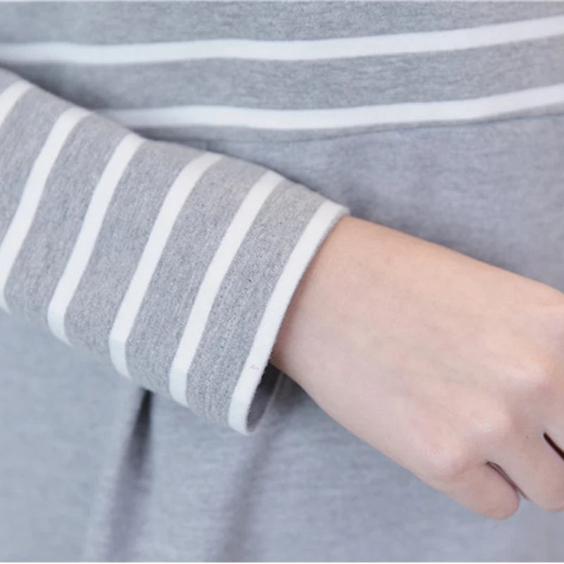 Spring and Autumn Maternity Dress Sweet Casual Loose Straight Clothes for Pregnant Women Elegant Long Sleeve Maternity Dress F5