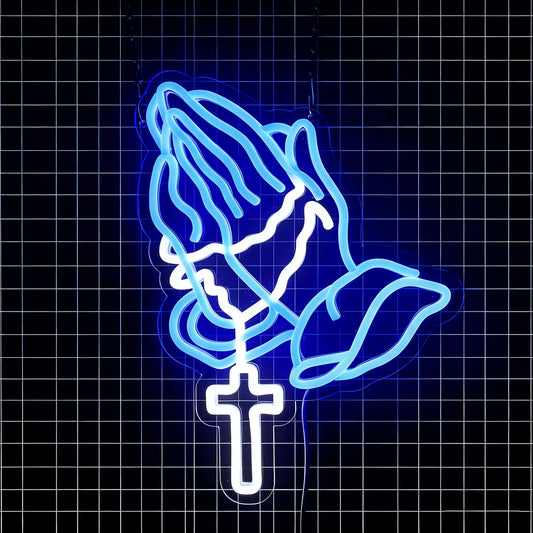 Gesture Led Neon Sign, Cross Icon Wall Art Decor, Usb Powered, Used For Room, Home, Church, Easter Wall Lamp, Easy To Hang.