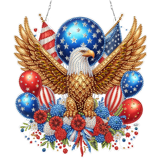 US Independence Day Diamond Art Hanging Pendant 5D DIY Diamond Painting Dots Pendant for 4th of July Independence Day Decoration