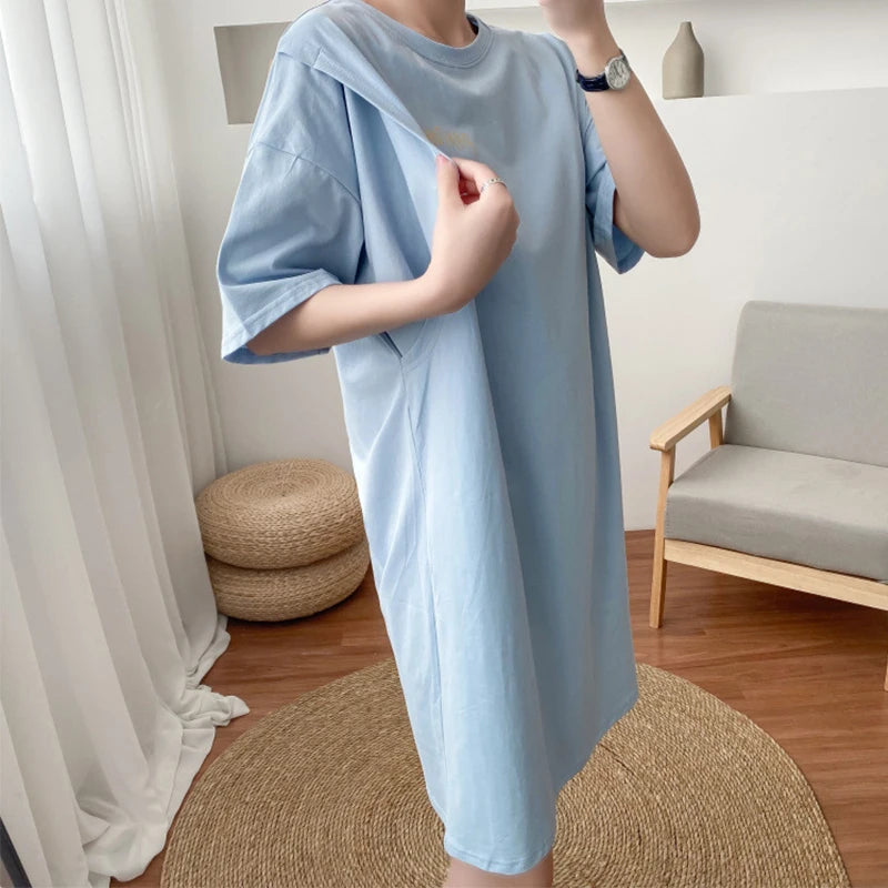 Mom Pregnant Summer Breastfeeding T-shirt Short Sleeve O-neck Printing Nursing Tops Pregnant Women Outer Clothes For Postpartum