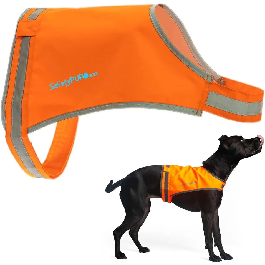 Blaze Orange Dog Vest Lite Edition: High Visibility Reflective Jacket with Mid Back Coverage for Hunting and Outdoor Activities