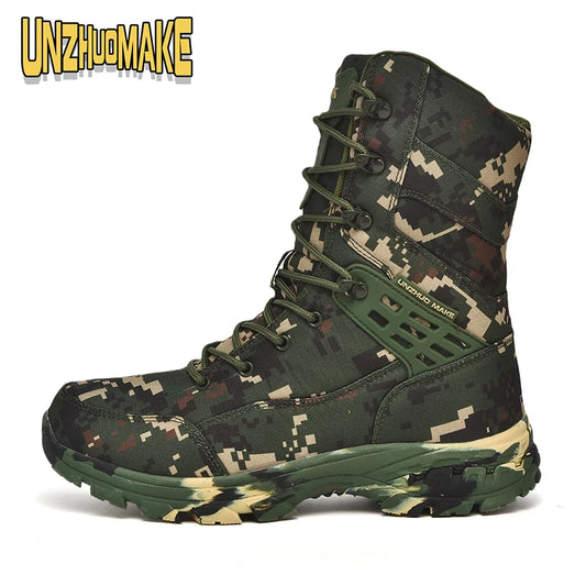 Men's Camouflage Tactical Boots Desert Waterproof Work Safety Shoes Mountaineering Shoes Ankle Boots Men's Outdoor Boots
