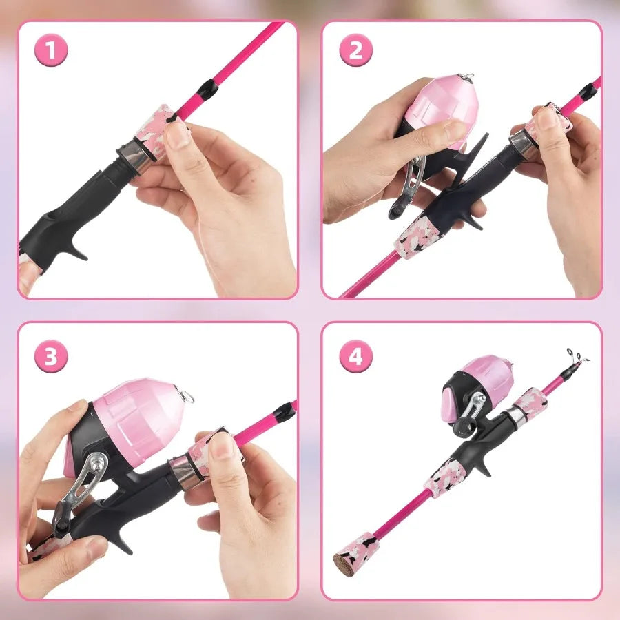 Portable Telescopic Fishing Rod and Reel Combo Full Kit Set for Ideal for Outdoor Adventures and Beginner Youth Easy to Assembl