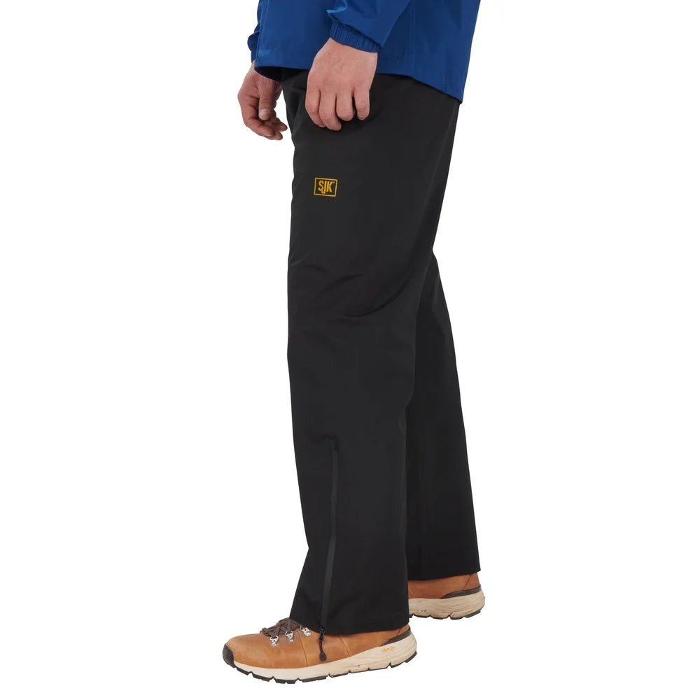 Lightweight Water-Resistant Men's Rain Pants with Elastic Waistband Adjustable Zippered Cuff Breathable Fabric Outdoor Travel