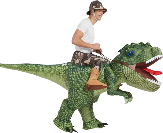Inflatable Ride-On T-Rex Costume – Blow-Up Air Dinosaur Suit for Adults, Funny Party & Halloween Costume