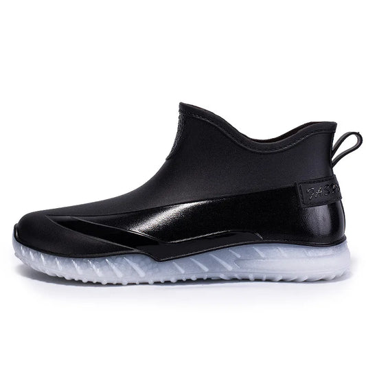 Men's Fashion New Waterproof Shoes Outdoor antislip lowrise rain boots Trendy light male footwear Comfort casual British flat