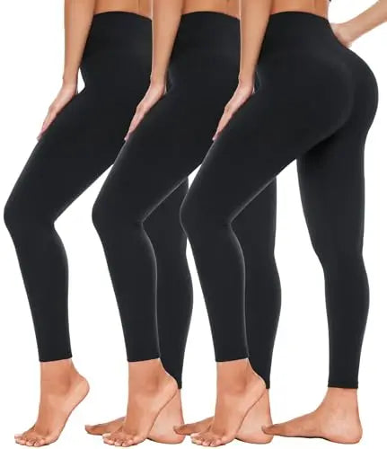 3 Pack High Waisted Leggings for Women- Full Length Capri Black Buttery Soft Tummy Control Yoga Pants for Workout Athletic