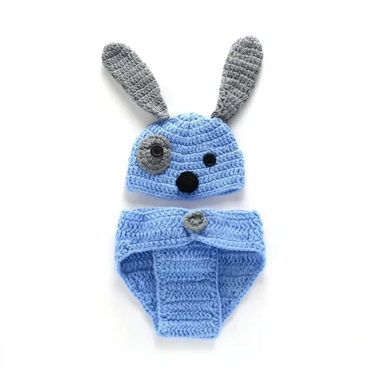 Newborn Baby Bunny Rabbit Crochet Knitted Photography Props Newborn Baby Outfits Diaper Costume  Unisex Cute Infant Hat Pants