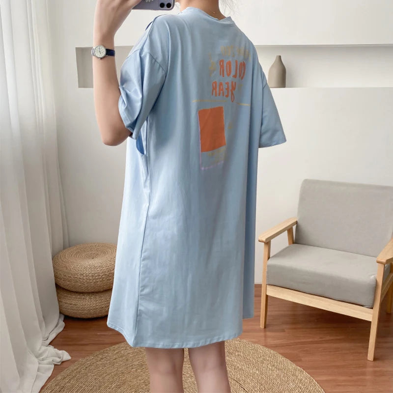 Mom Pregnant Summer Breastfeeding T-shirt Short Sleeve O-neck Printing Nursing Tops Pregnant Women Outer Clothes For Postpartum