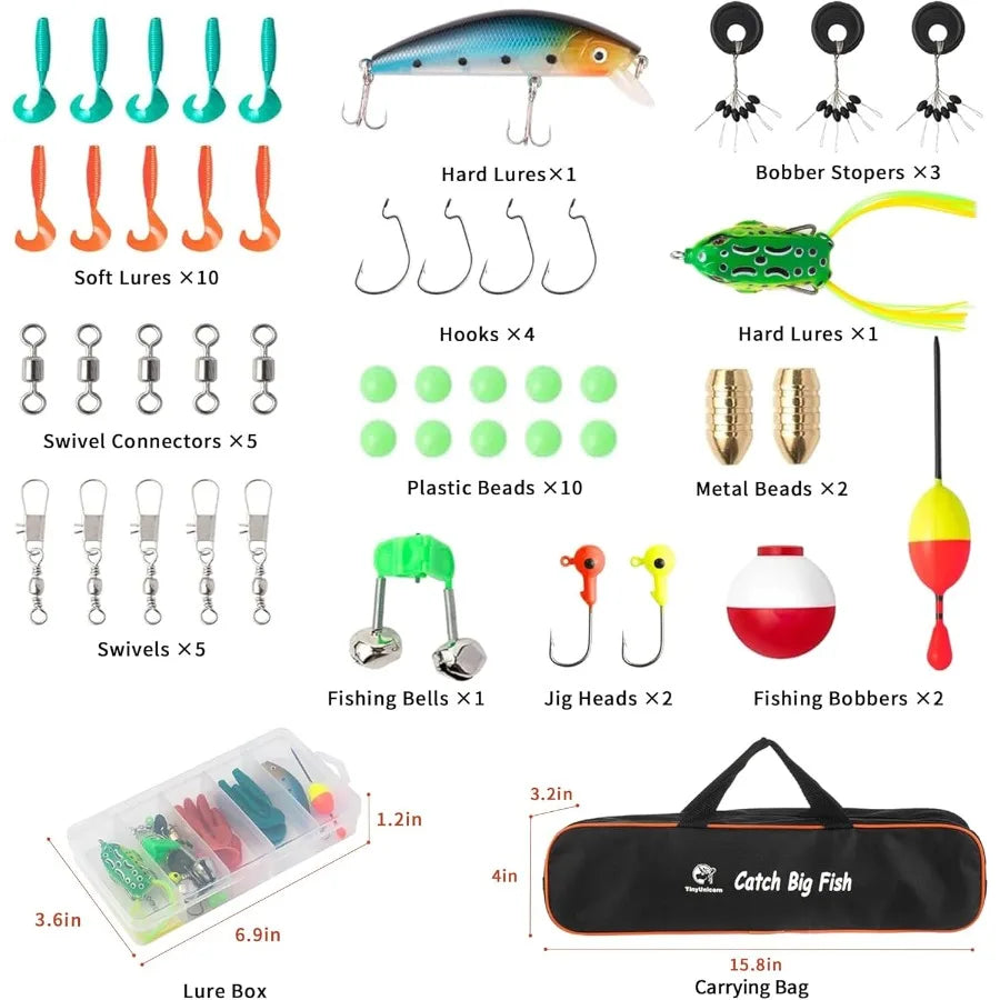 Portable Telescopic Fishing Rod and Reel Combo Full Kit Set for Ideal for Outdoor Adventures and Beginner Youth Easy to Assembl