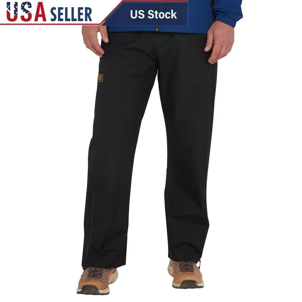Lightweight Water-Resistant Men's Rain Pants with Elastic Waistband Adjustable Zippered Cuff Breathable Fabric Outdoor Travel