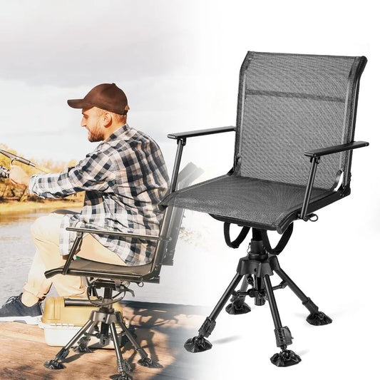 360 degree silent swivel chair with adjustable height fast folding portable comfortable hunting and fishing chair