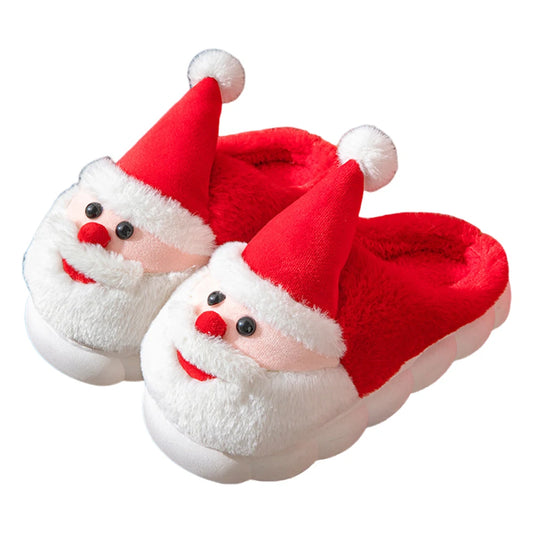 Christmas Santa Claus Slippers Warm Slip-on House Shoes Comfortable Fluffy Home Slippers Plush Santa Slippers for Indoor Bedroom